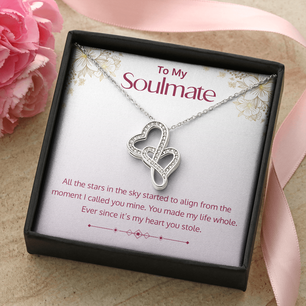 Double Hearts Pendant Necklace - To My Soulmate