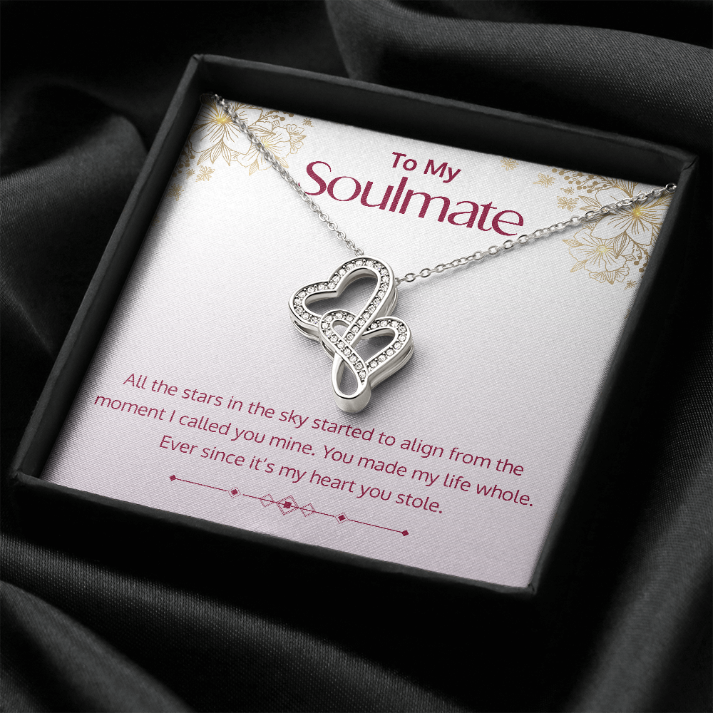 Double Hearts Pendant Necklace - To My Soulmate