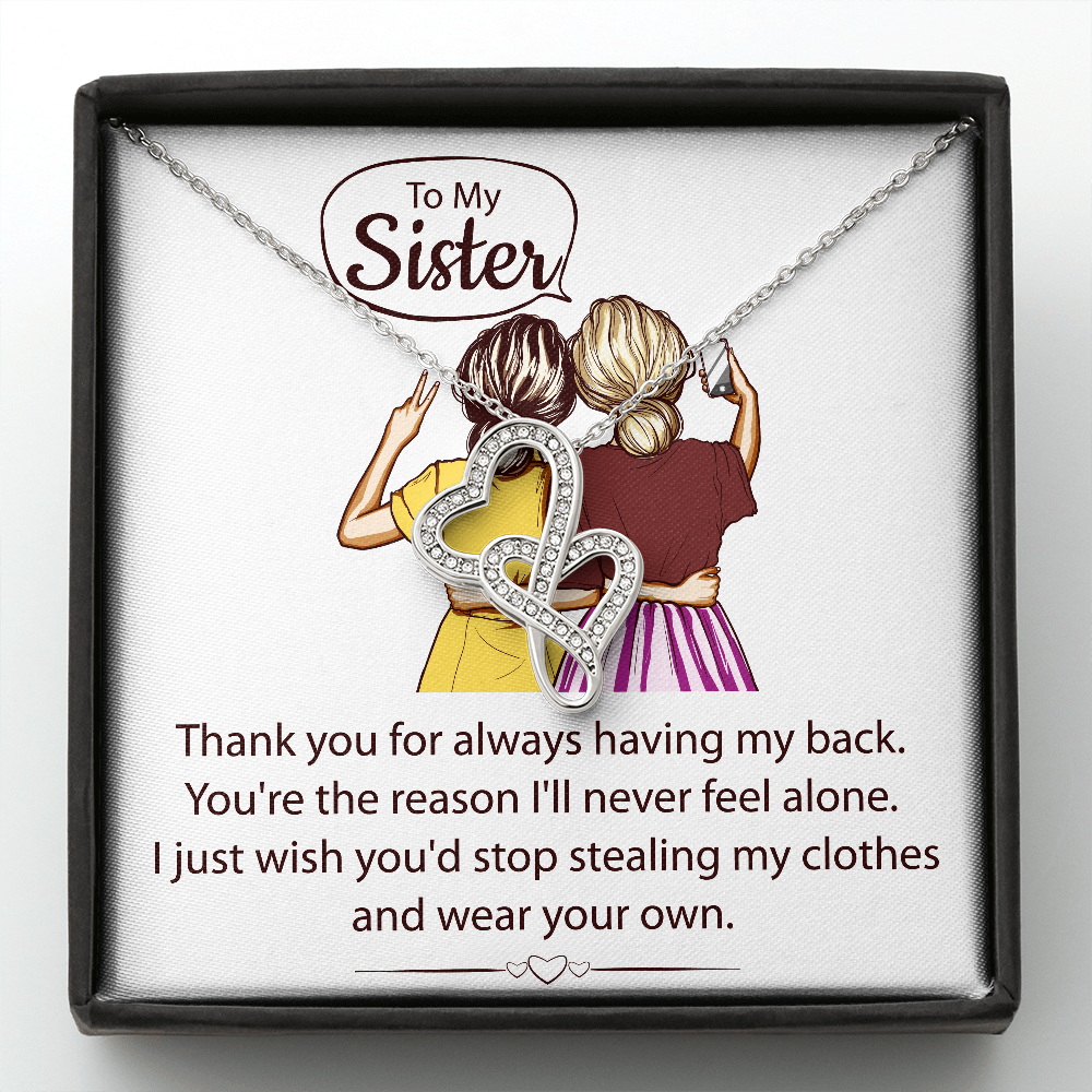 Interlocking Hearts Pendant Necklace - To My Sister