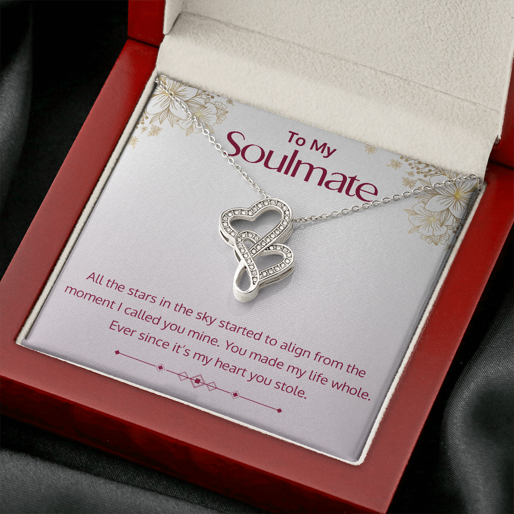 Double Hearts Pendant Necklace - To My Soulmate