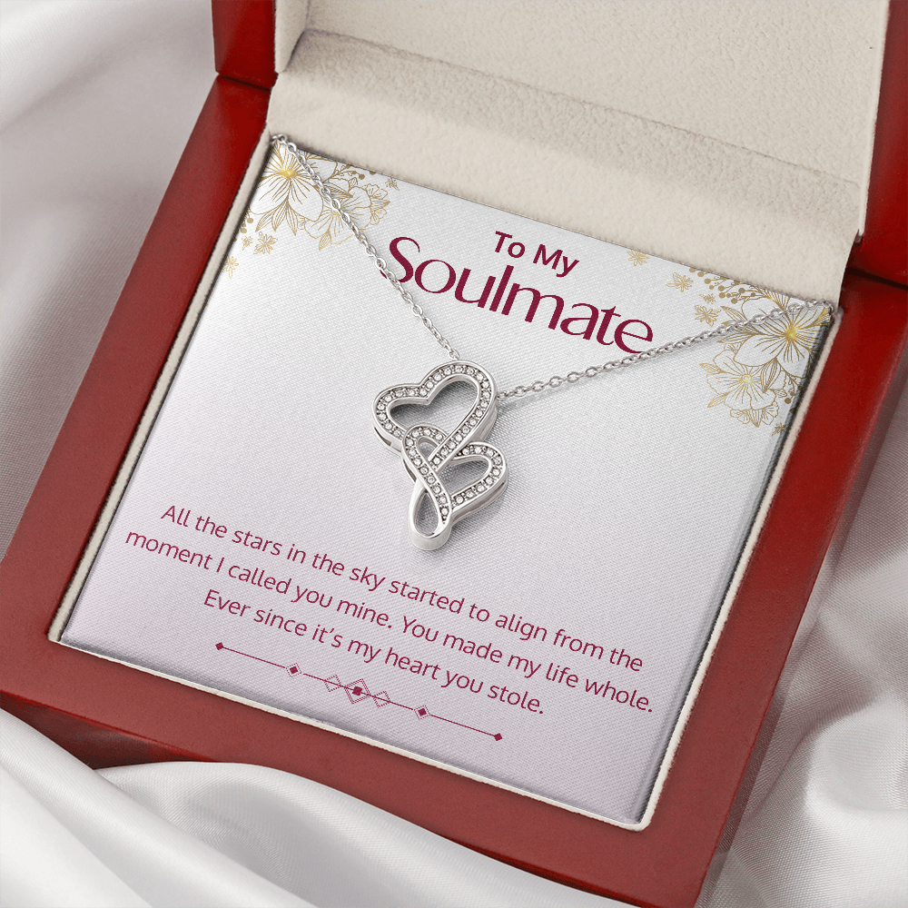 Double Hearts Pendant Necklace - To My Soulmate