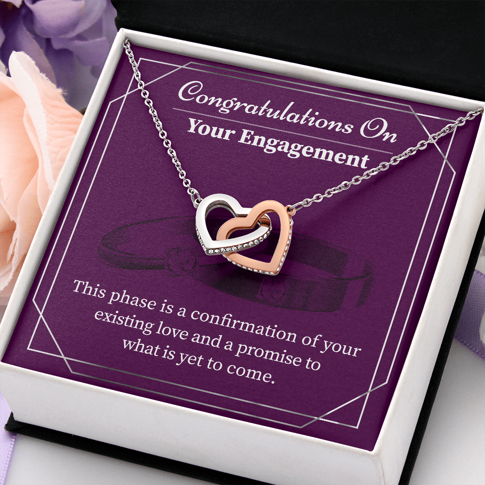 Interlocking Hearts Necklace Pendant - Engagement Congratulations