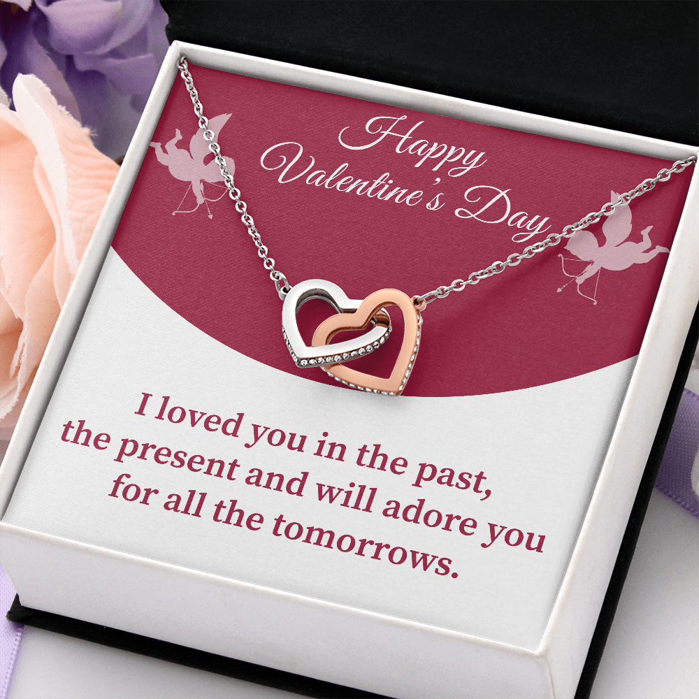 Interlocking Hearts Pendant Necklace - Happy Valentine's Day