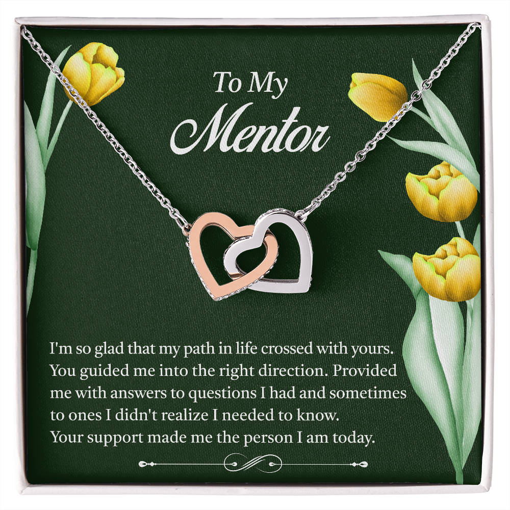 Interlocking Hearts Pendant Necklace - To My Mentor