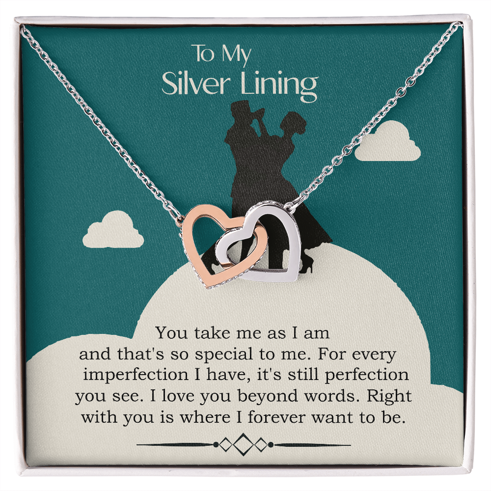 Interlocking Hearts Pendant Necklace - Silver Lining