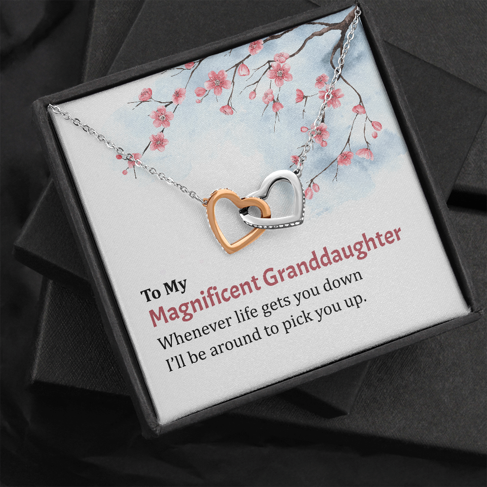 Interlocking Hearts Pendant Necklace - Granddaughter