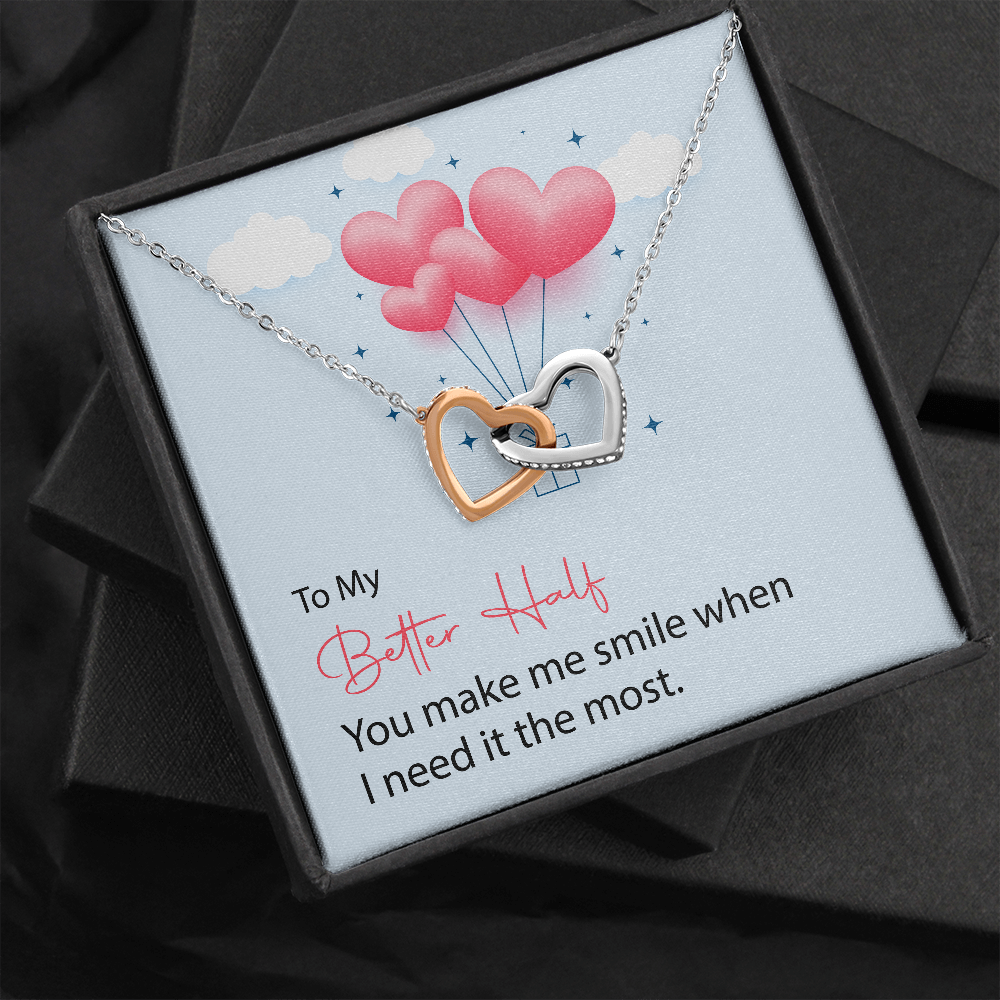 Interlocking Hearts Pendant Necklace - To My Better Half