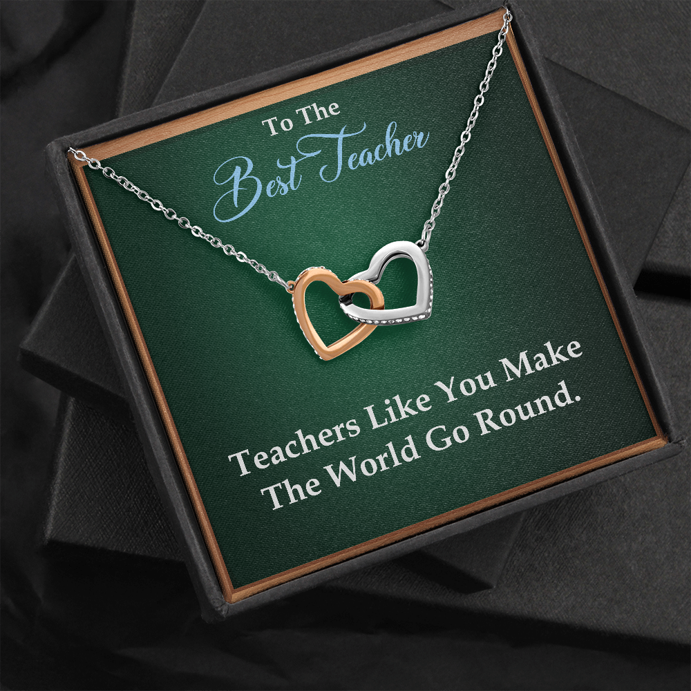 Interlocking Hearts Pendant Necklace - Best Teacher