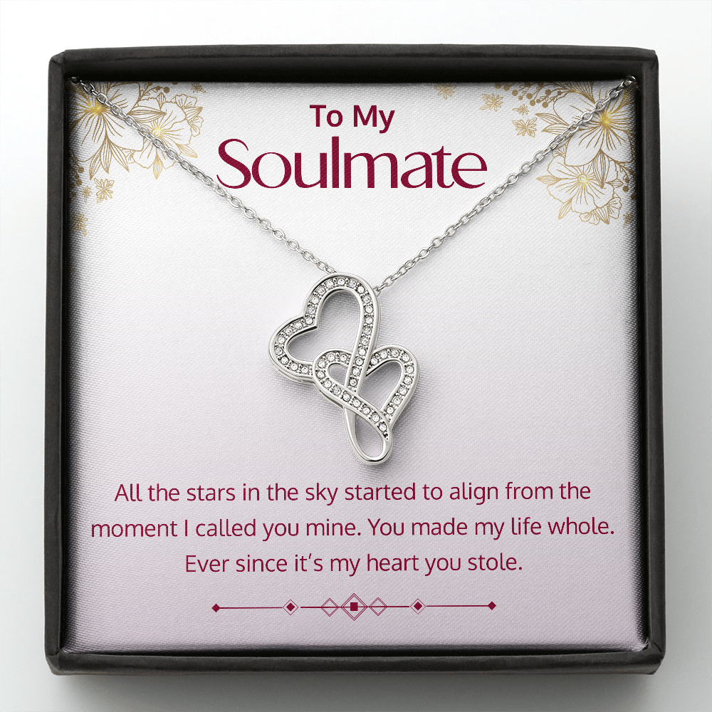 Double Hearts Pendant Necklace - To My Soulmate