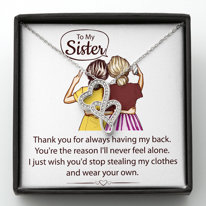 Interlocking Hearts Pendant Necklace - To My Sister