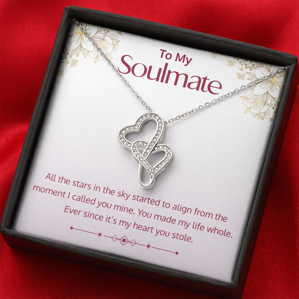 Double Hearts Pendant Necklace - To My Soulmate