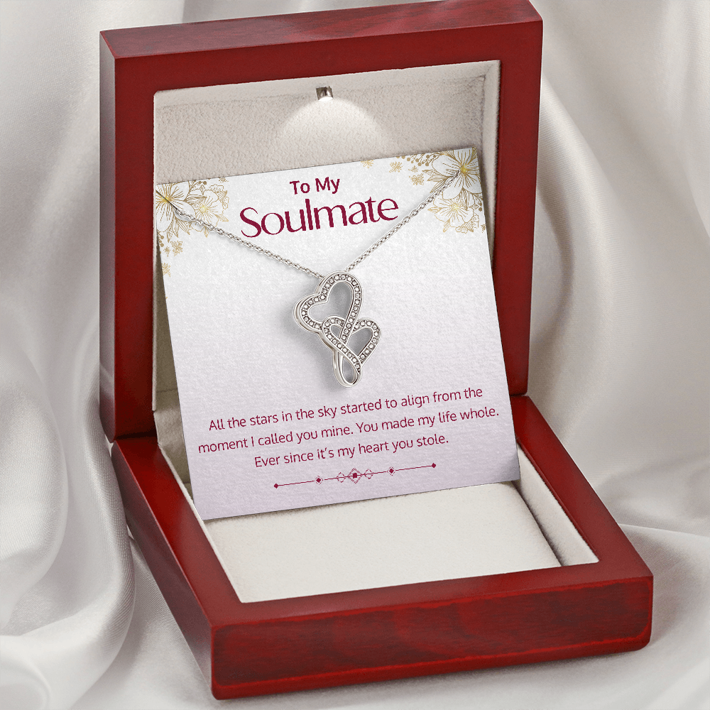 Double Hearts Pendant Necklace - To My Soulmate