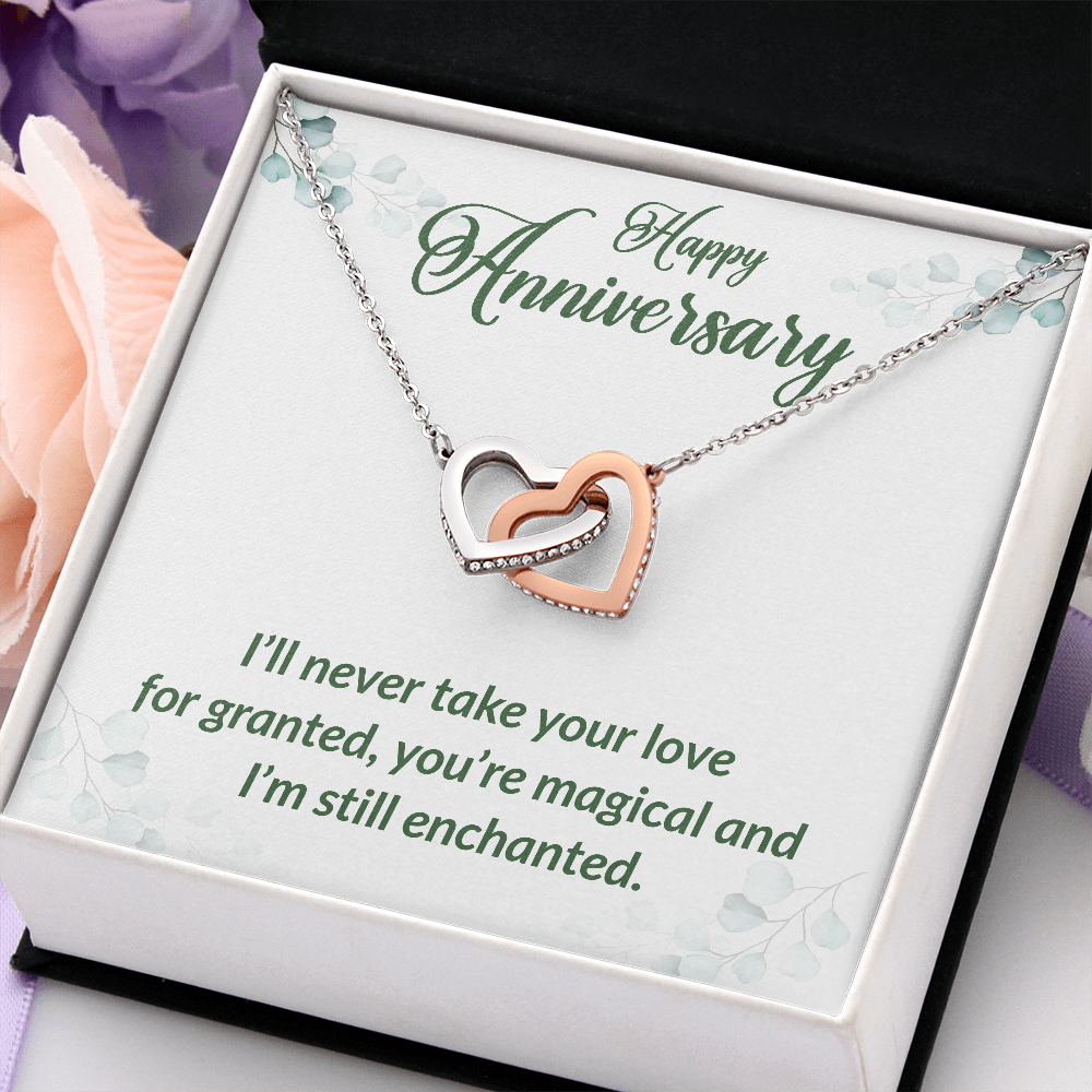 Interlocking Hearts Pendant Necklace - Happy Anniversary