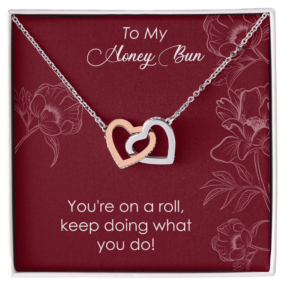 Interlocking Hearts Pendant Necklace - Honey Bun